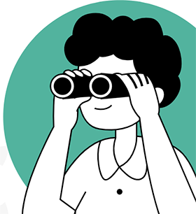Graphic image of a youth with binoculars