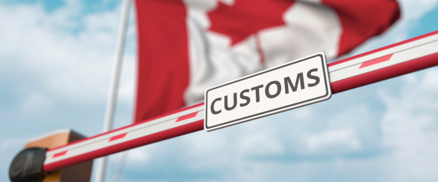 Customs Sign with Canada Flag