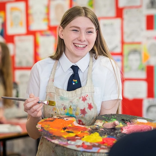 happy female student enjoying classes
