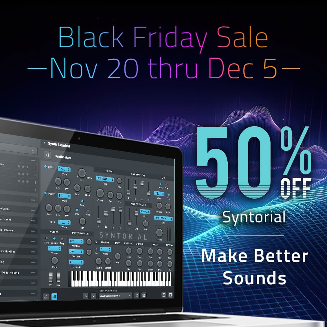 Graphic Showing 50% off Syntorial for Black Friday