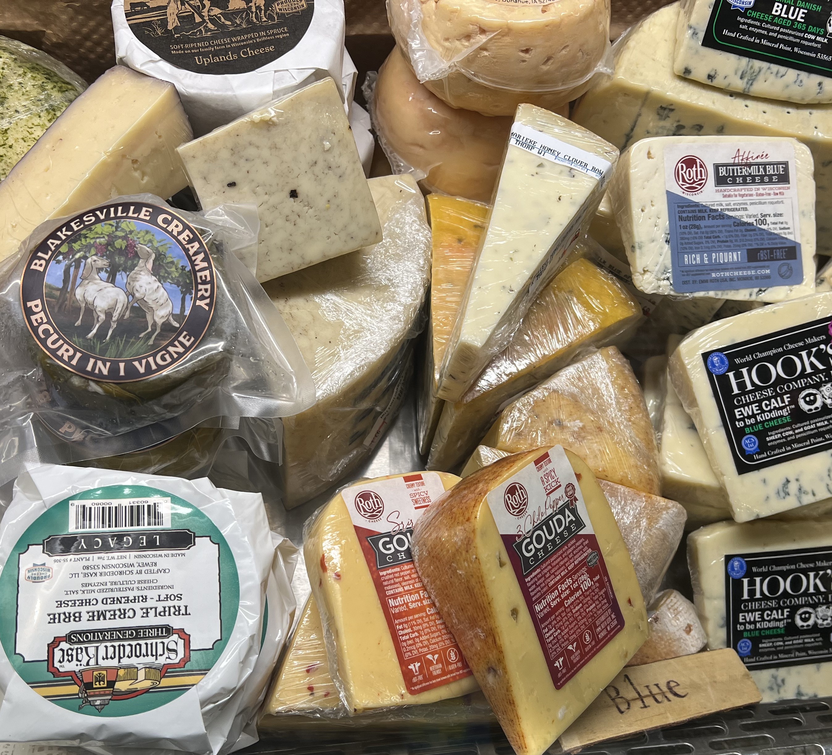 Variety of different cheeses and shapes