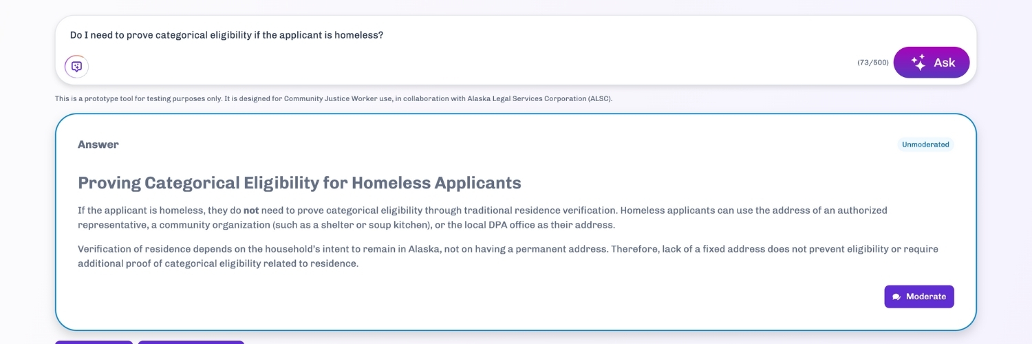 Sample SNAPbot screen showing a question asked, and SNAPbot providing an answer