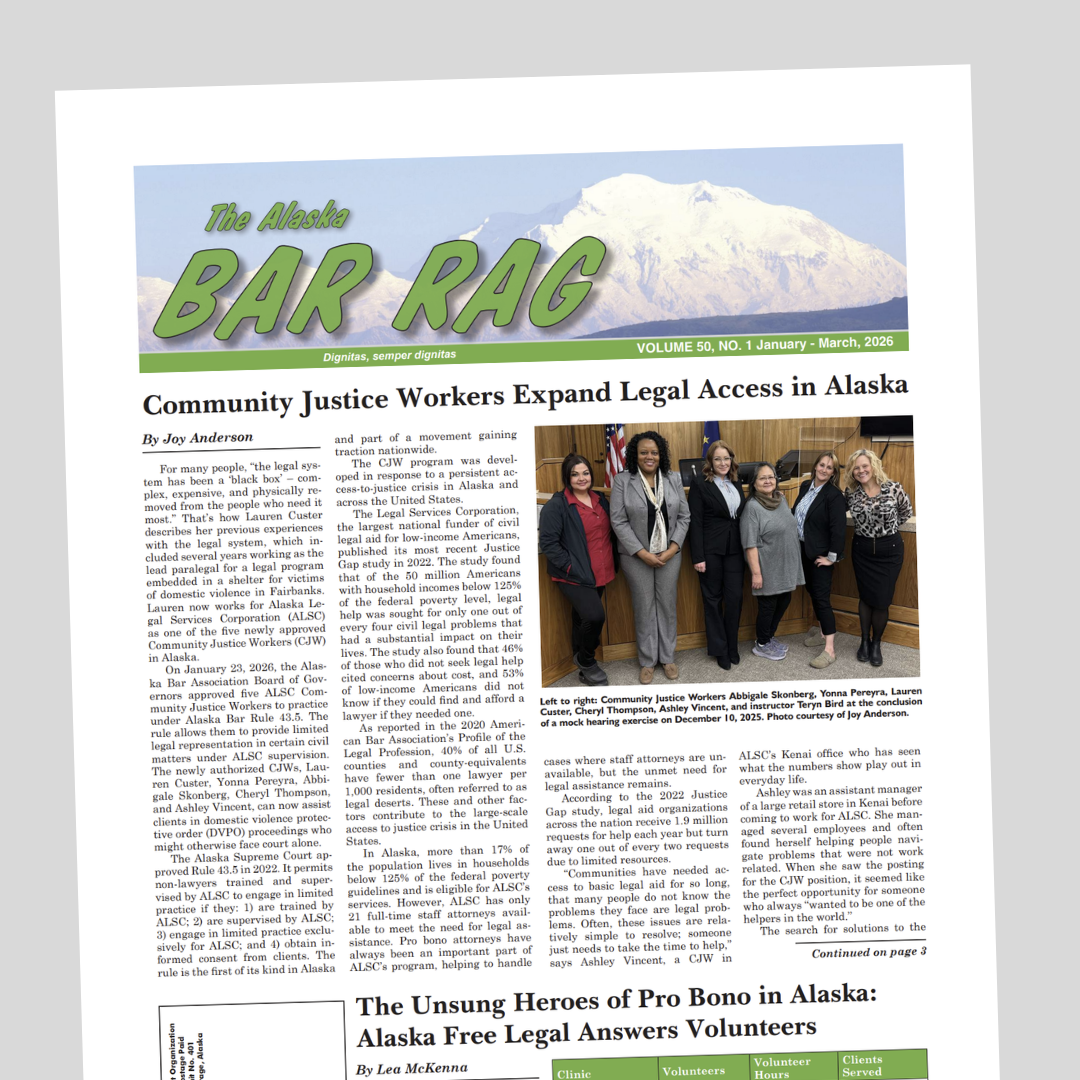 Front page of an article covering the approval of Alaska's community justice worker expansion