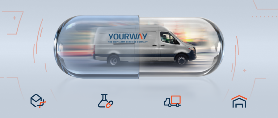 Yourway delivery van inside a transparent capsule.