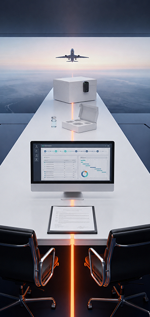 Clinical logistics planning workspace connecting shipment management, tracking, and global air transport.