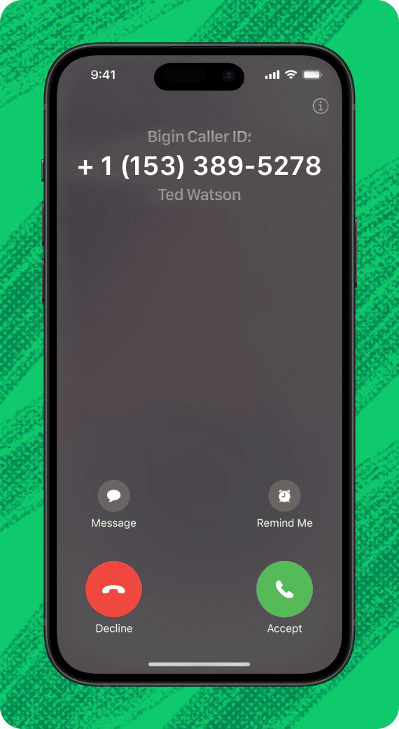 Bigin's Caller ID identifying a caller