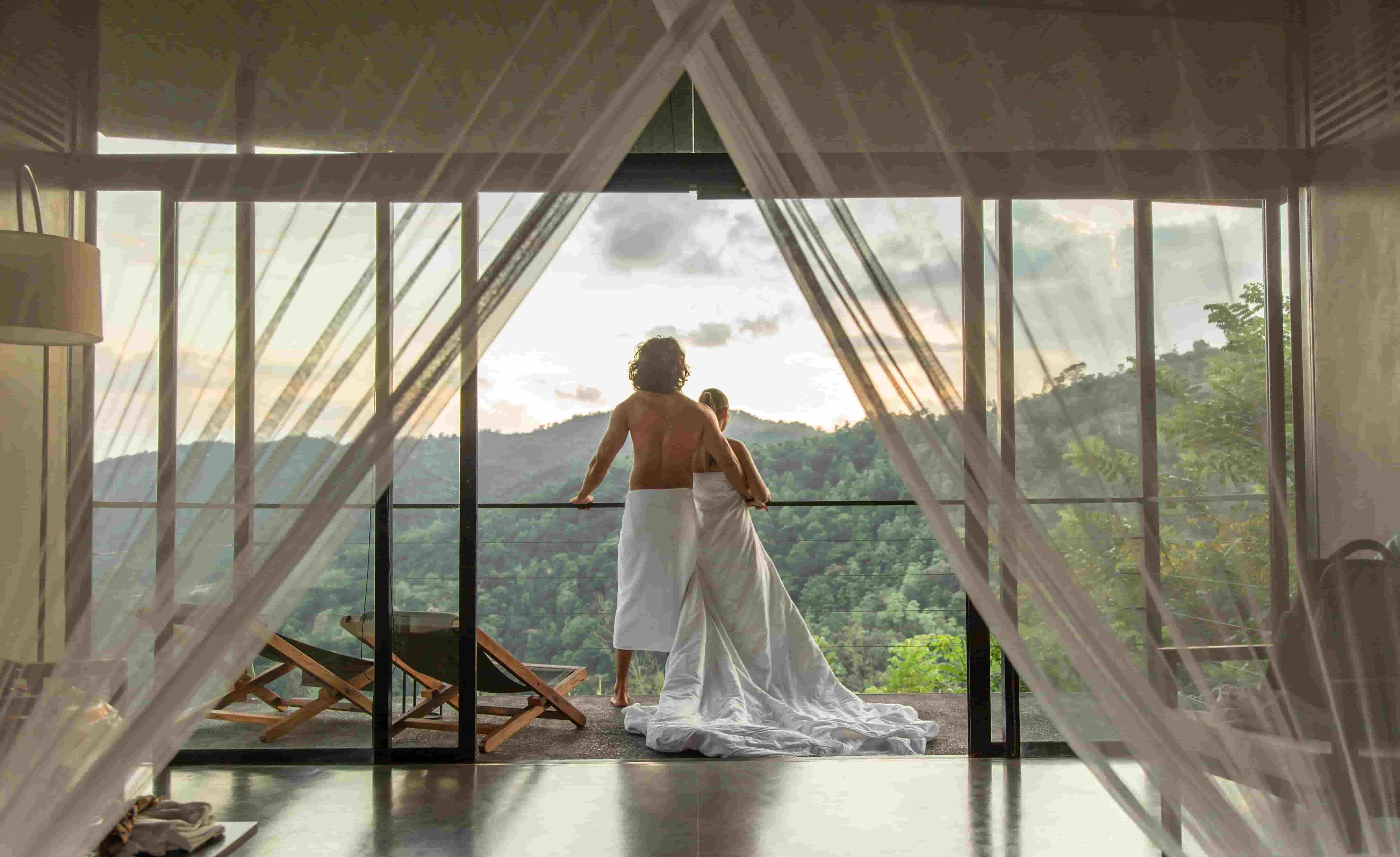 A couple enjoying the tranquil surroundings at Santani Wellness
