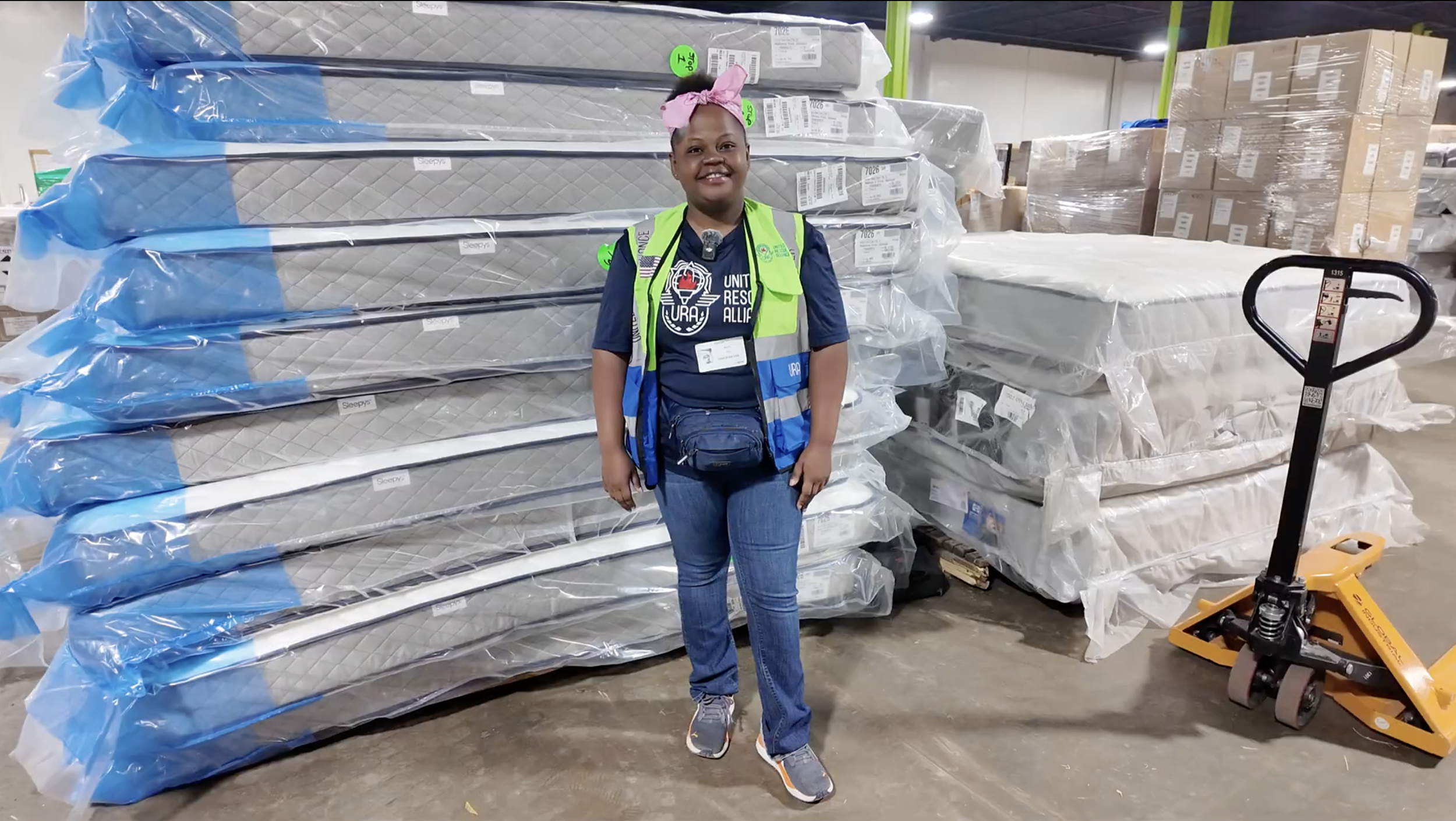 Mattresses and household resources prepared for distribution