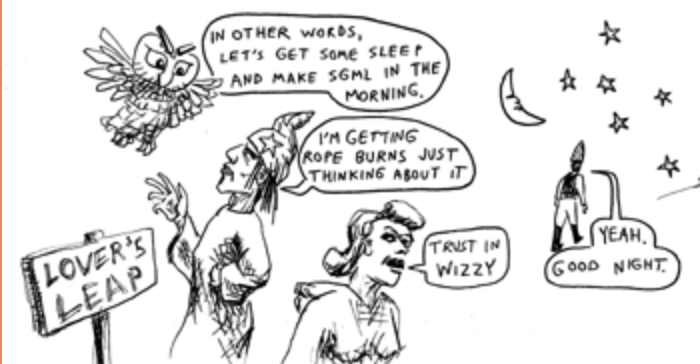 Panel from Wizzy the Owl's Adventures in SGML