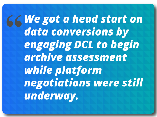 We got a head start on data conversions by engaging Data Conversion Laboratory to begin archive assessment while platform negotiations were still underway
