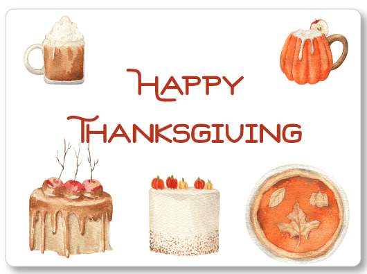 Clip art images of thanksgiving pies and cakes and treats