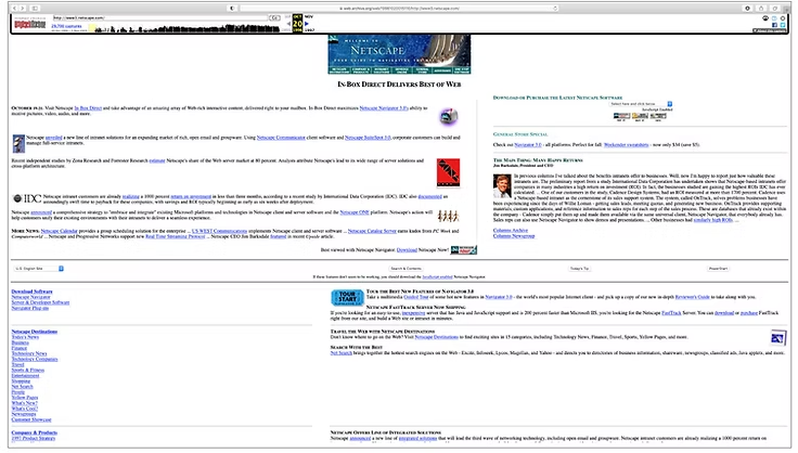 Screencapture of the Netscape home page from 1997