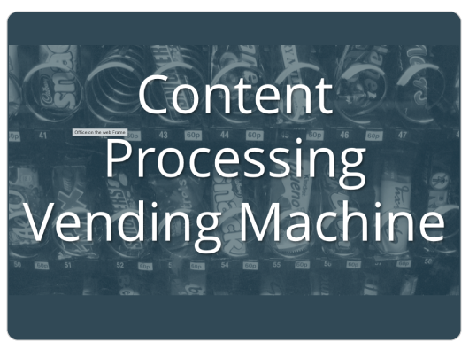 Picture of a candy vending machine with the words