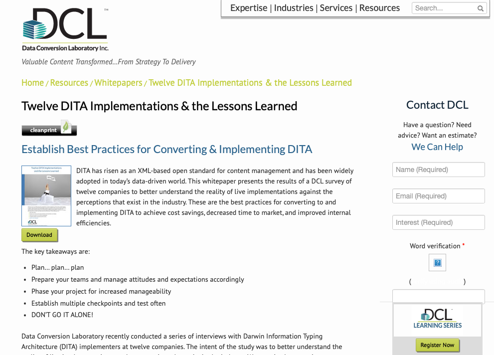 Screenshot of 2014 website page