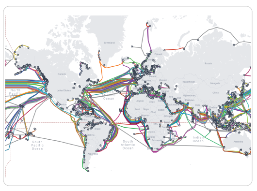 Map of submarine fiber optic cable systems