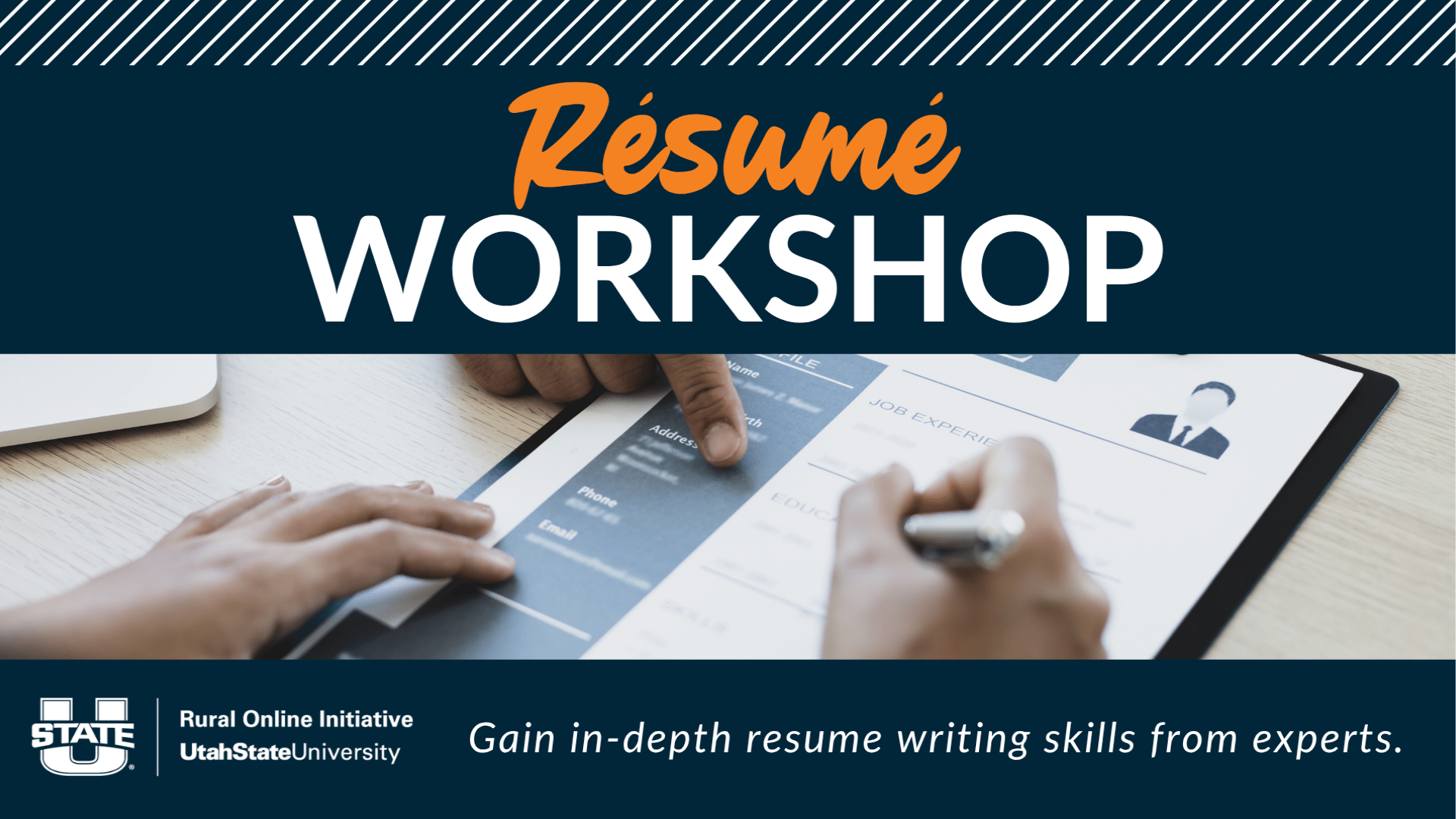 Info graphic about an upcoming Resume Critique &. Insights Workshop