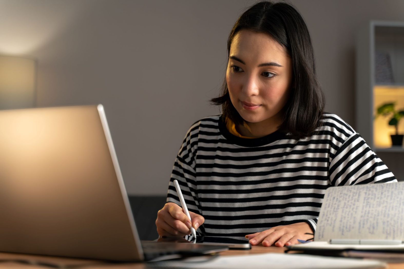 Woman working at laptop