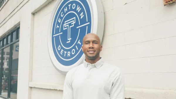 Alerje CEO Javier Evelyn smiles for photo outside of TechTown