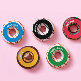 Donuts avec anneaux aux couleurs des JO