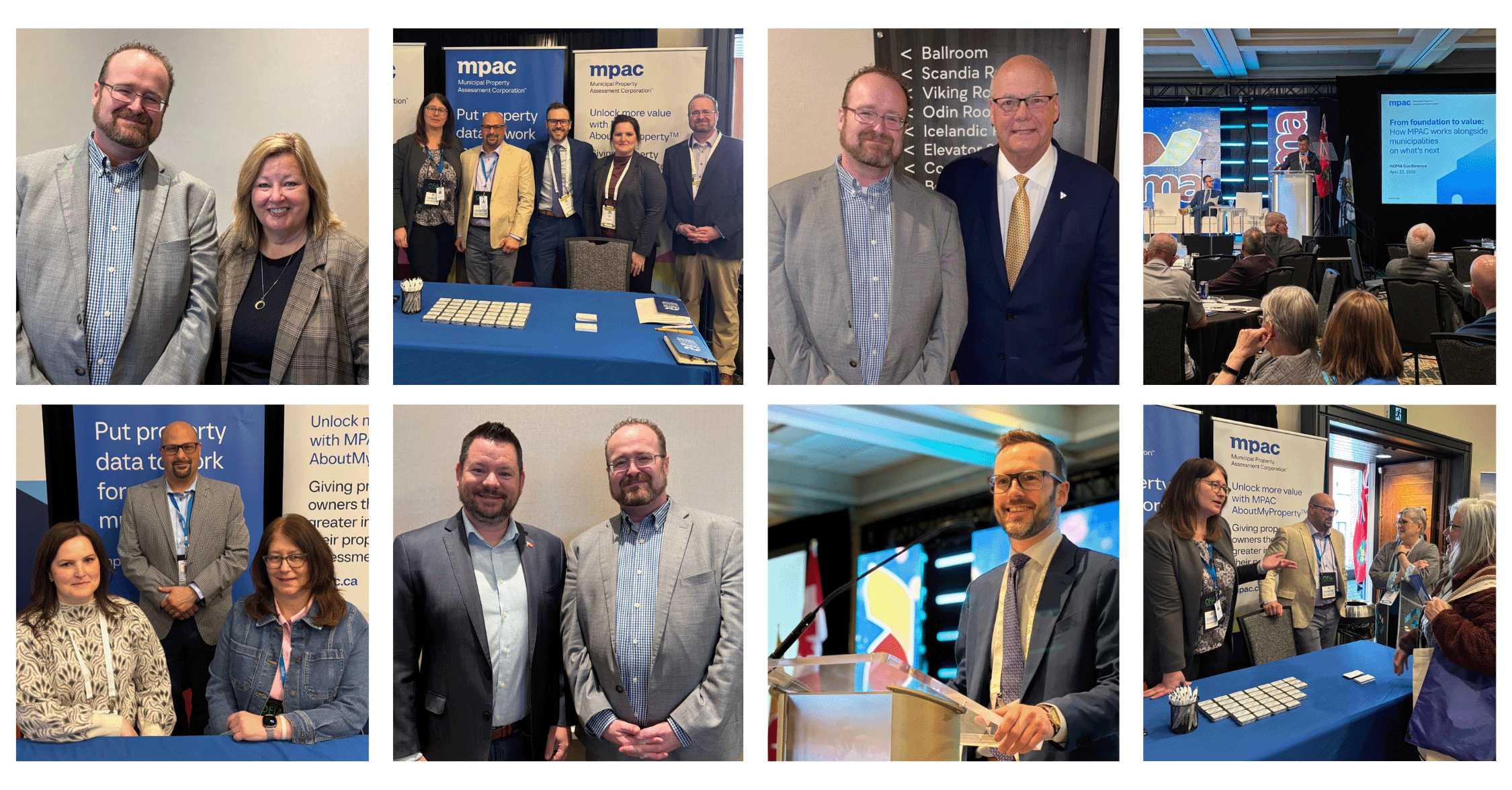 Photo collage of the MPAC Municipal and Stakeholder Relations and Government Relations teams participating in the 2026 NOMA Conference.