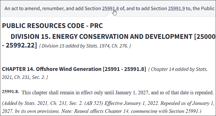 Preview Existing Law CapitolTrack