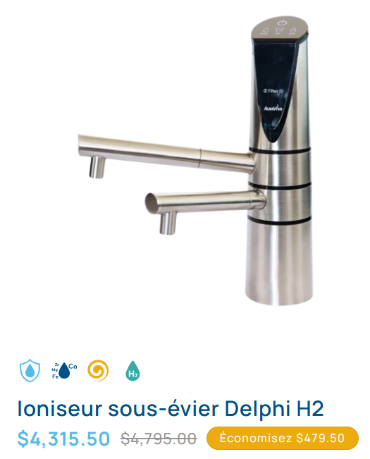 Ioniseur Delphi H2 – 10 % de rabais