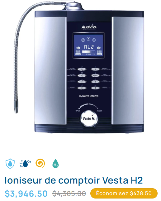 Ioniseur Vesta H2 – 10 % de rabais