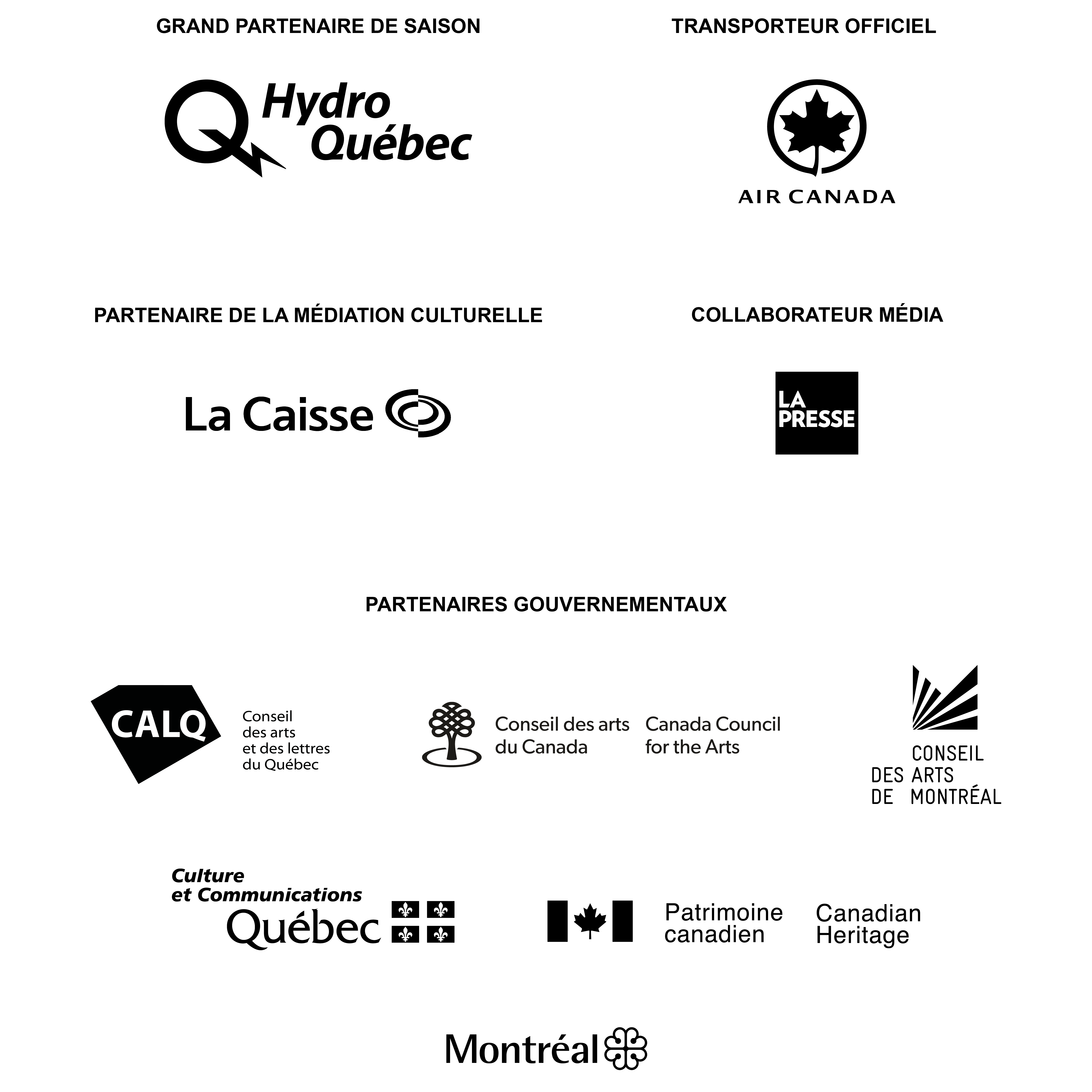 Principaux partenaires du TNM