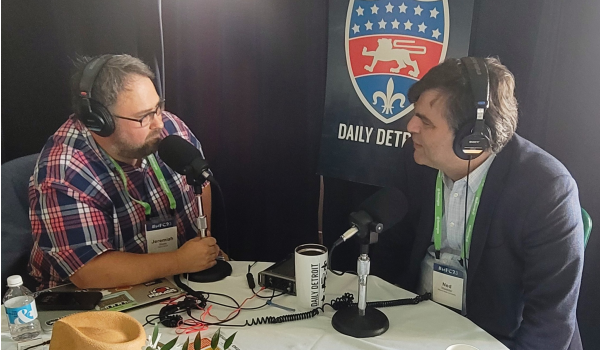 Photo of TechTown CEO speaking at the Daily Detroit podcast