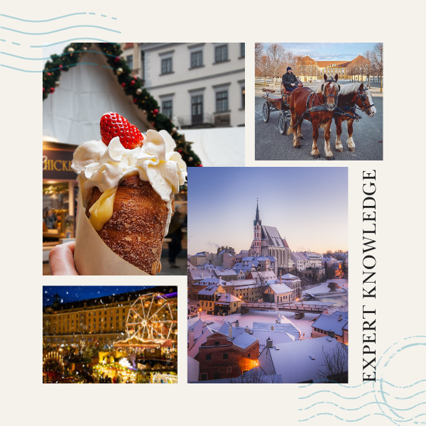 Trdelnik pastry, horses at Schloss Hof, Cesky Krumlov