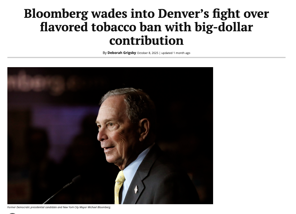 Bloomberg wades into Denver’s fight over flavored tobacco ban with big-dollar contribution