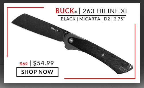 Buck - 263 HiLine XL - Black - Micarta - Black Stonewash - D2 - 3.75