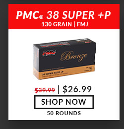 PMC - Bronze - 38 Super +P - 130 Grain - FMJ - 50 Rounds