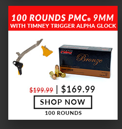 FREE!!! PMC-9mm-115-Grain-100-Rounds-Timney Trigger Alpha-Glock-3-4-Gold