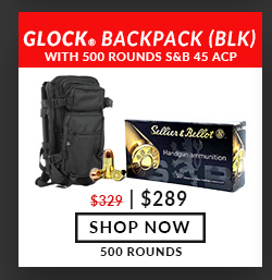 Glock Backpack - Black - with Sellier & Bellot - 45 ACP - 230 Grain - FMJ - 500 Rounds