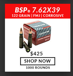 BSP - 7.62x39 - 122 Grain - FMJ - 1000 Rounds - Corrosive