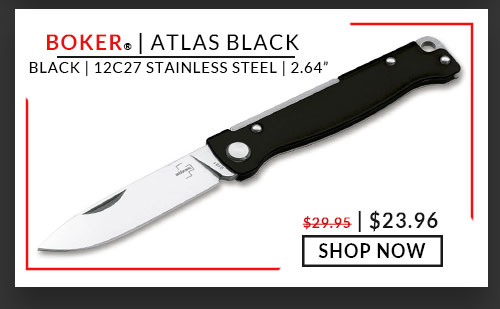 Boker - 01BO851 - Boker Plus Atlas Black - Polished - Black Stainless Steel - 12C27 Sandvik Stainless Steel - 2.64