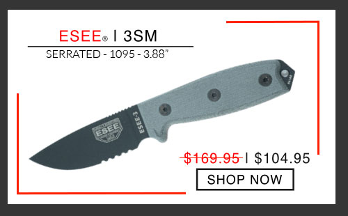 ESEE Knives - ESEE-3SM - Modified Pommel Knife Serrated - 1095 - 3.88
