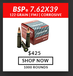 BSP - 7.62x39 - 122 Grain - FMJ - 1000 Rounds - Corrosive