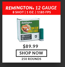 Remington - Gun Club Target Loads - 12 Gauge - #8 Shot - 2-3/4'' - 1 oz. - 1185 FPS - 250 Rounds