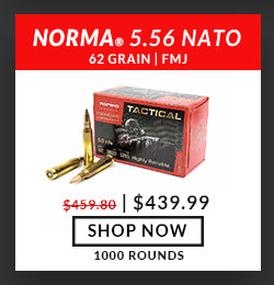 Norma - 5.56x45mm - 62 Grain - SS109 Steel Core - FMJ - 1000 Rounds