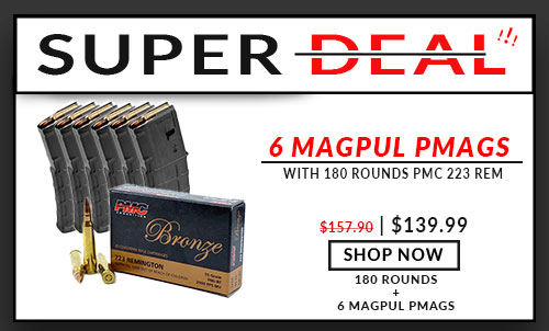 6 Magpul PMAGS - PMC - Bronze - 223 Rem - 55 Grain - FMJ - 180 Rounds