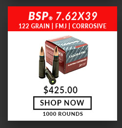 BSP - 7.62x39 - 122 Grain - FMJ - 1000 Rounds - Corrosive
