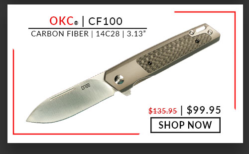 Ontario Knife Company - CF100 - Silver/Black - Stainless Steel/Carbon Fiber - 14C28 - 3.13