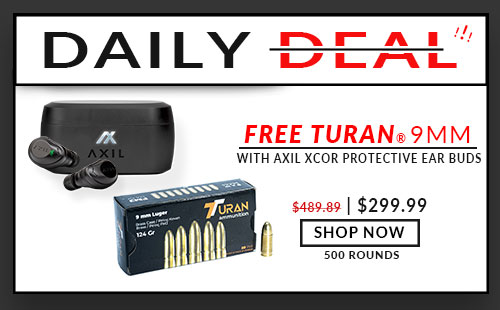 Turan – 9mm – 124 Grain – FMJ – 500 Rounds – with – AXIL – XCOR – True Wireless Digital – Ear Buds