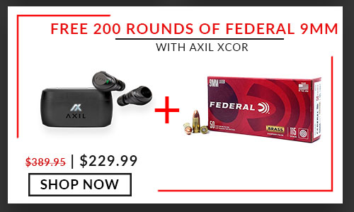FREE! Federal  - 9mm - 115 Grain - FMJ - 200 Rounds - with - AXIL - XCOR - True Wireless Digital - Ear Buds