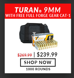Full Forge Gear - Cat - 1 - Single Pistol Bag - Black - Turan - 9mm -  Range and Practice - 115 Grain - FMJ