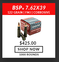 BSP - 7.62x39 - 122 Grain - FMJ - 1000 Rounds - Corrosive