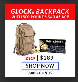 Glock Backpack - Tan - with Sellier & Bellot - 45 ACP - 230 Grain - FMJ - 500 Rounds