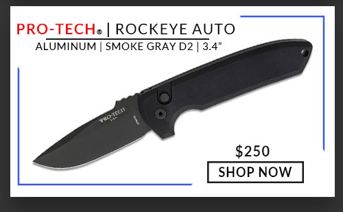 Pro-Tech - Les George - Rockeye Auto- Black - Aluminum Handle - 3.4 - Smoke Gray Blade - D2 - LG321-D2
